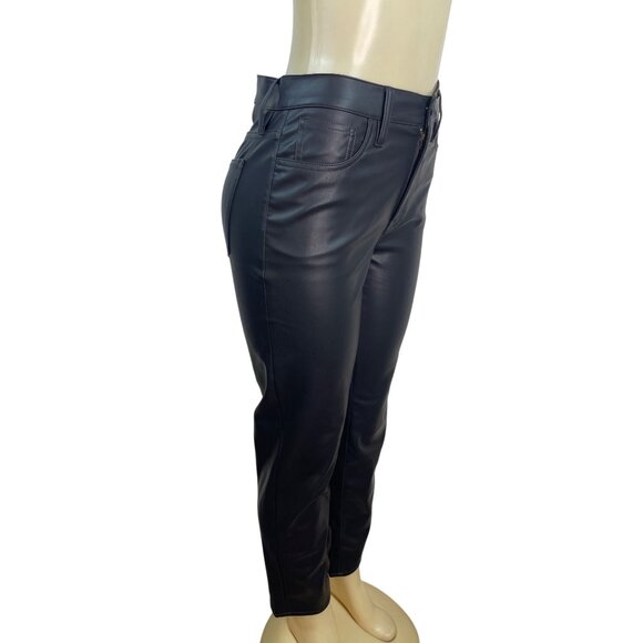 J.Crew Womens Black Faux Leather Pants Slim Fit Cropped Size 27 - Picture 2 of 8